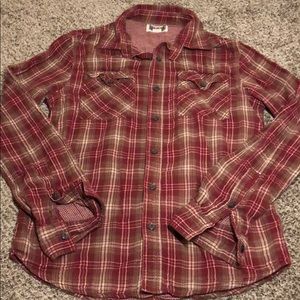 Converse One Star Muted Red Plaid Shirt Small
